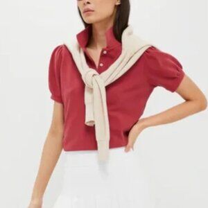 Tuckernuck Peggy Polo Puff Sleeve – Red – Small – NWOT – Sold Out Color